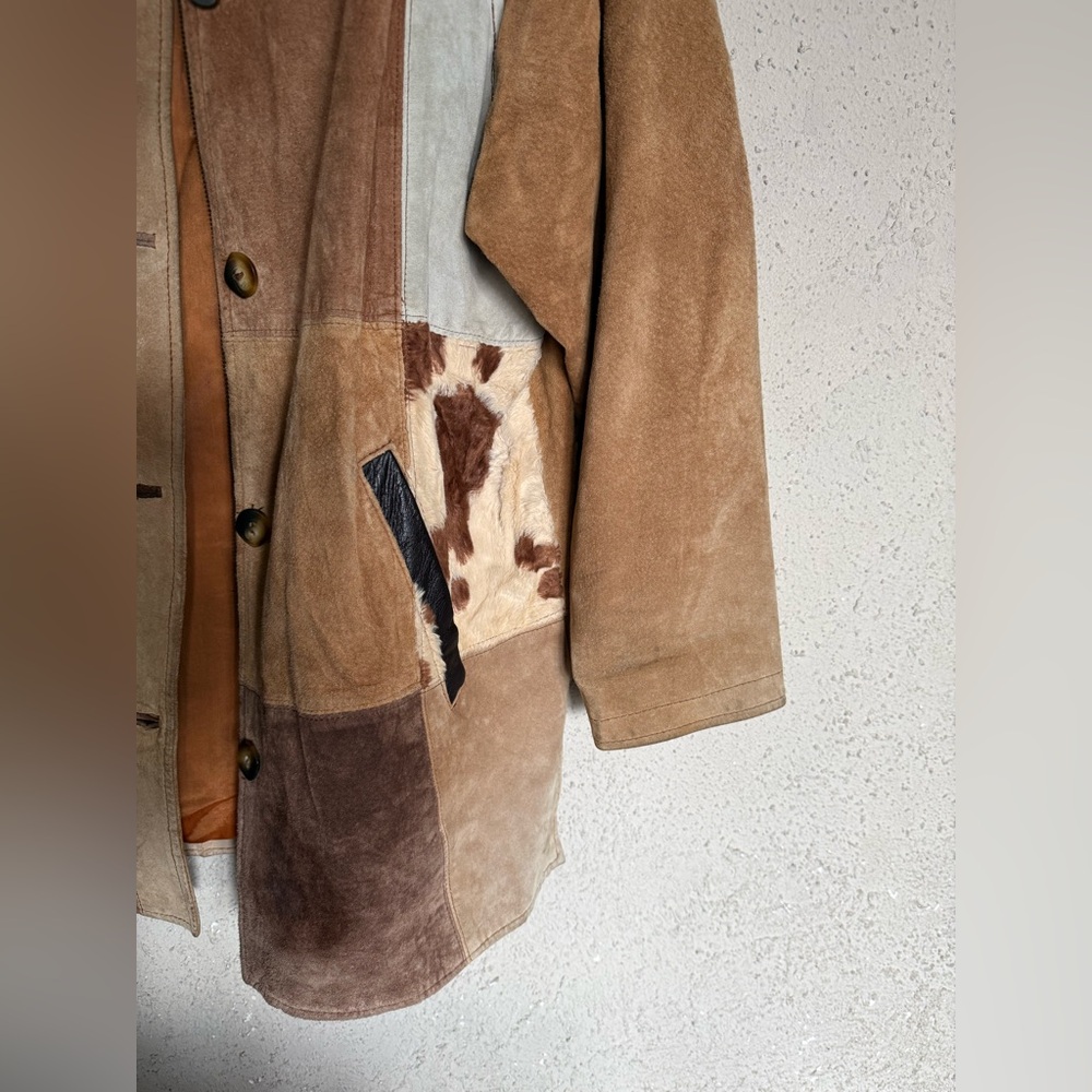 Vintage Express Patchwork Suede Coat - Picture 5 of 6